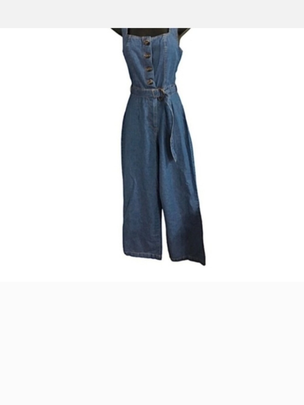 Sincerely Jules Denim Wide-Leg Button-Front Jumpsuit in Blue